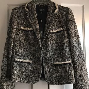 Talbots Black and White Tweed BlazerJacket Fringe Details NWT 10P